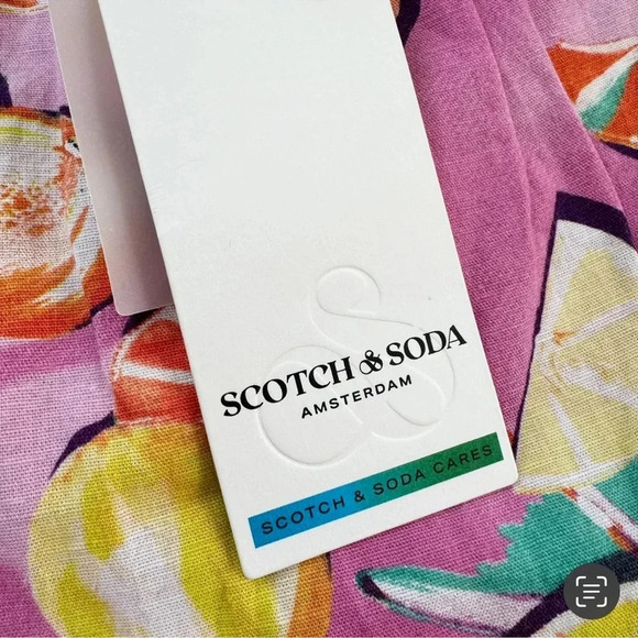 Anthropologie Scotch & Soda Linen Blend High Waist Fruit Shorts Pink Size XS NWT - Picture 6 of 11